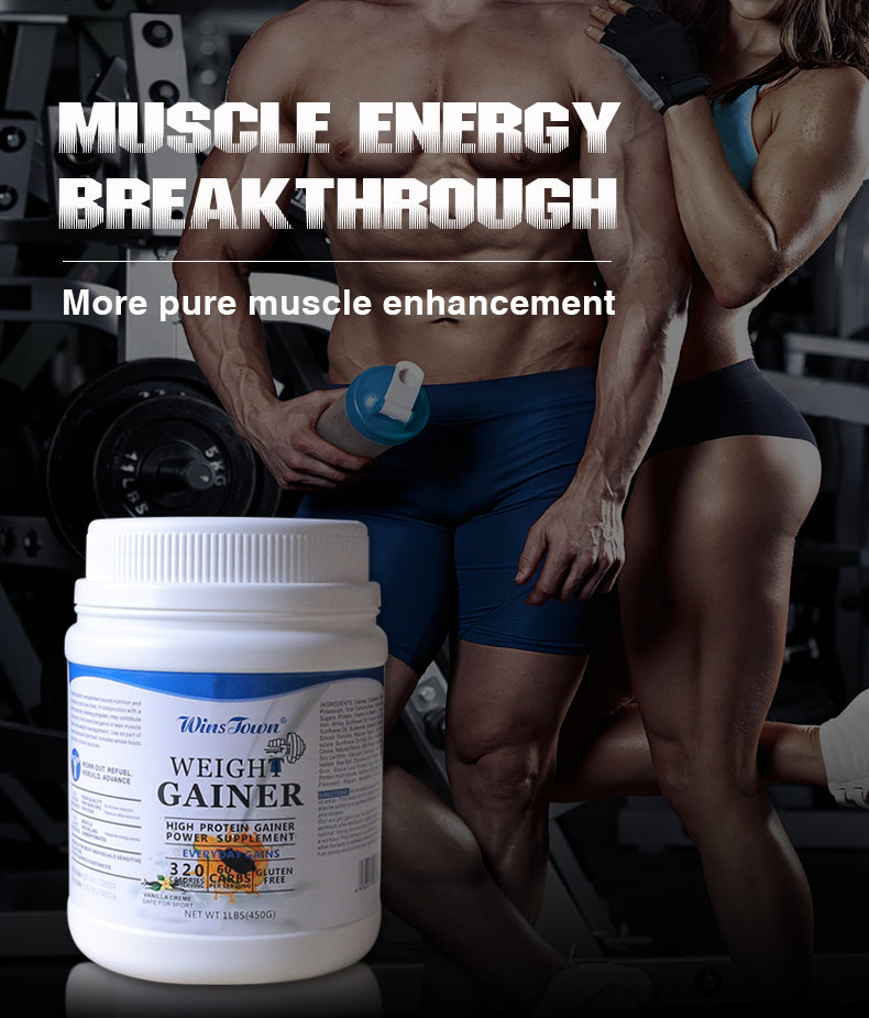 WINSTOWN Weight Gainer Powder (450g Pack, 25g Protein, 60g Carbs) | Dietary Supplement for Muscle Mass, Weight Gain, and Muscle Recovery