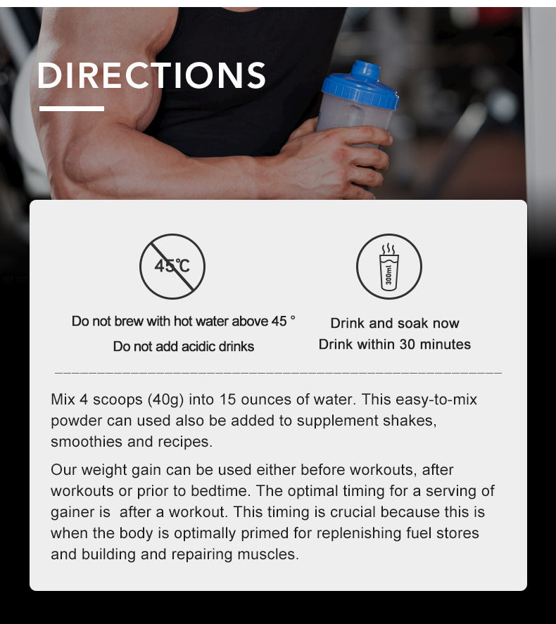 WINSTOWN Weight Gainer Powder (450g Pack, 25g Protein, 60g Carbs) | Dietary Supplement for Muscle Mass, Weight Gain, and Muscle Recovery