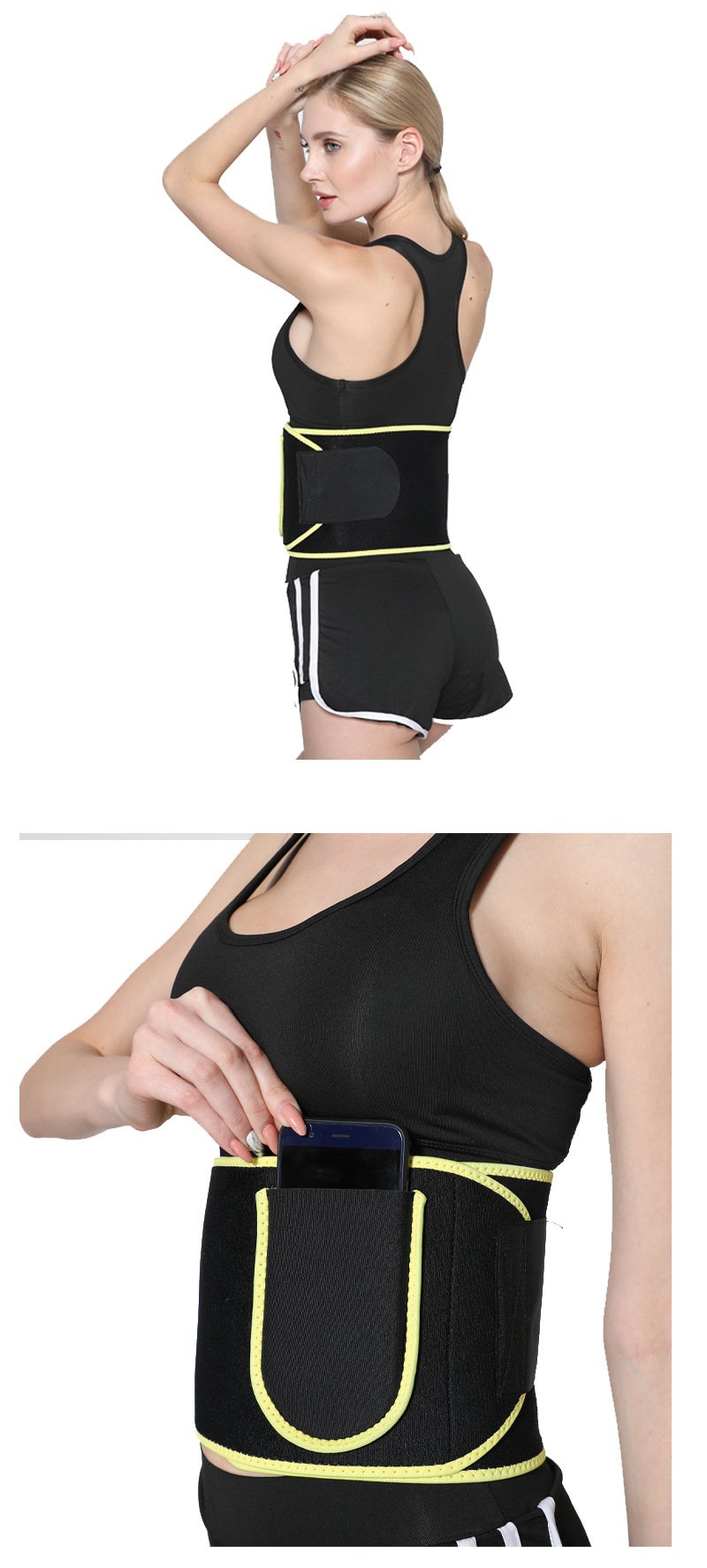 NEOPRENE Waist Trainer Belt with Pouch | Yoga Belt with Pouch