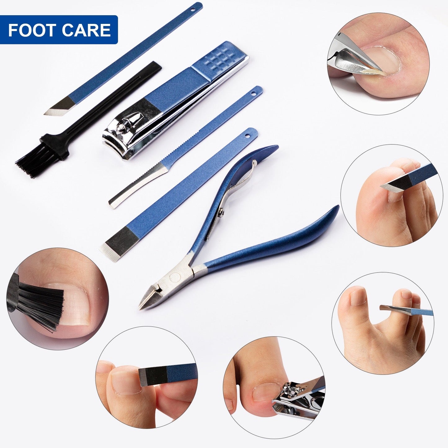 19-Piece Manicure and Pedicure Kit with Travel Case | Stainless Steel Nail Care Set