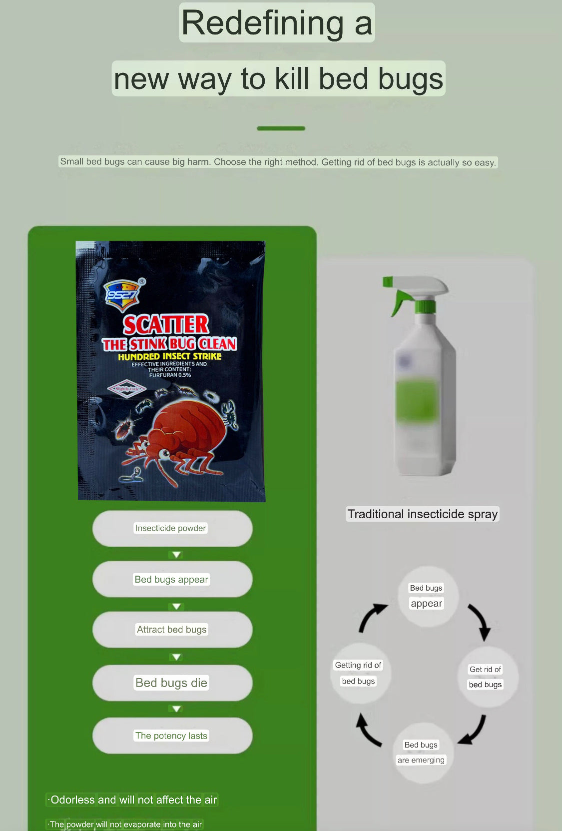 The Stink Bug Clean Powder (20 grams) | Insecticide Powder for Killing Bed Bugs and Other Pests