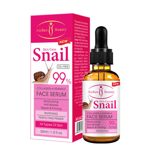 Snail Face Serum with Collagen and Vitamin E | Moisturizing, Brightening and Anti-Wrinkle Serum