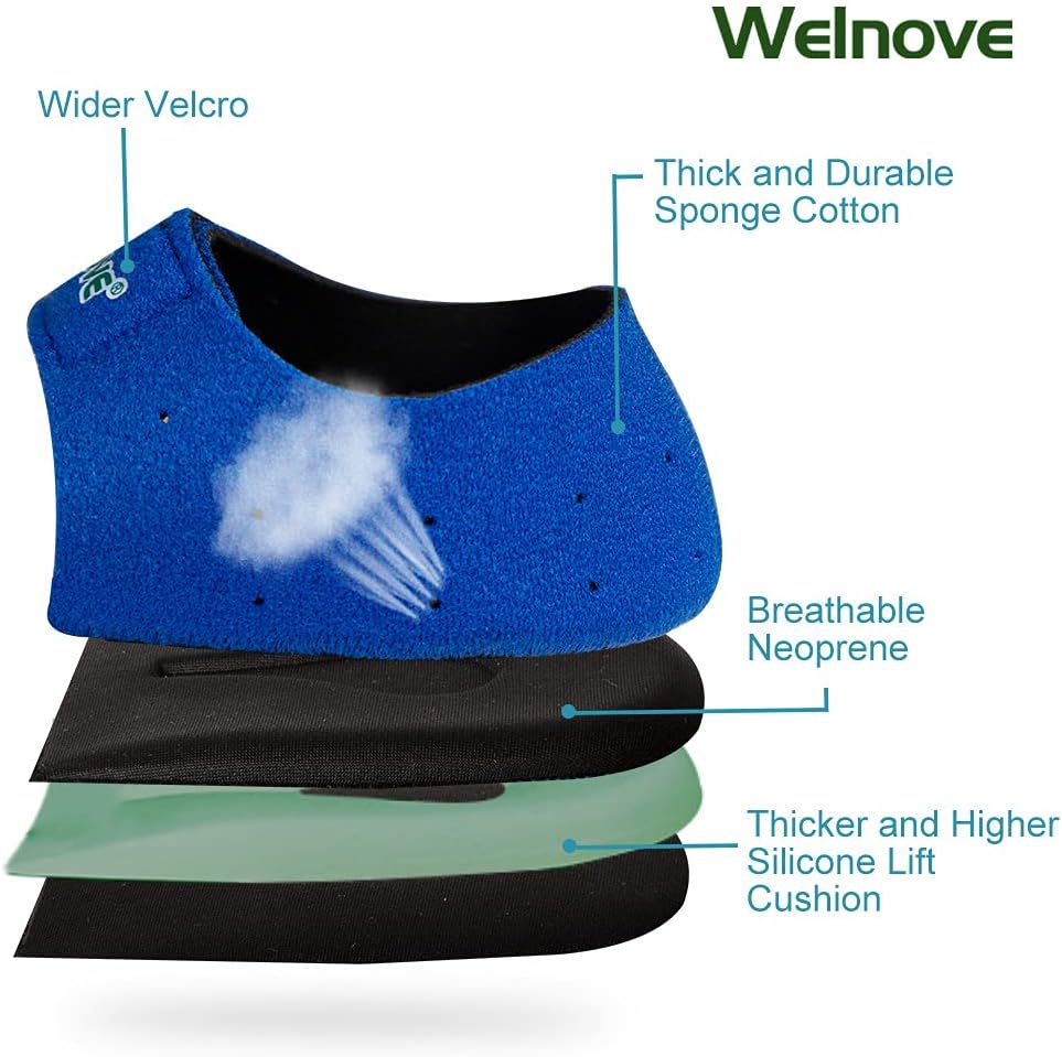 Welnove Heel Pads for Achilles Tendonitis, Heel Spurs, Plantar Fasciitis, Heel Bursitis, Heel Pain, and Cracked Heels (2 pieces) | Heel Strap