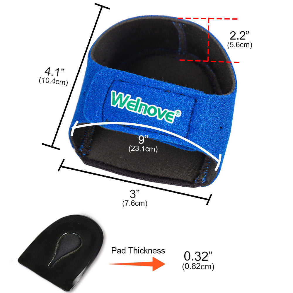 Welnove Heel Pads for Achilles Tendonitis, Heel Spurs, Plantar Fasciitis, Heel Bursitis, Heel Pain, and Cracked Heels (2 pieces) | Heel Strap