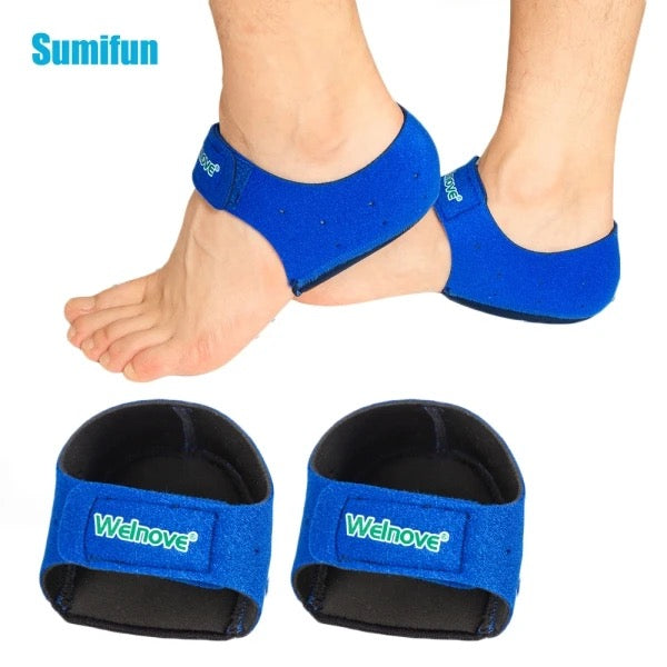 Welnove Heel Pads for Achilles Tendonitis, Heel Spurs, Plantar Fasciitis, Heel Bursitis, Heel Pain, and Cracked Heels (2 pieces) | Heel Strap