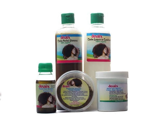 5-in-1 Rapid Hair Booster Bundle | Chebe Shampoo, Chebe Leave-in-Conditioner, Chebe Powder, Karkar Oil, and Chebe Hair Cream
