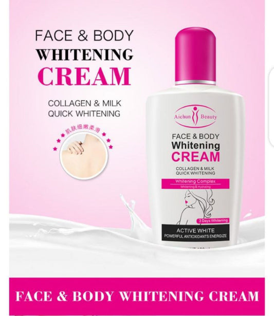 Face and Body Whitening Cream with Collagen and Milk