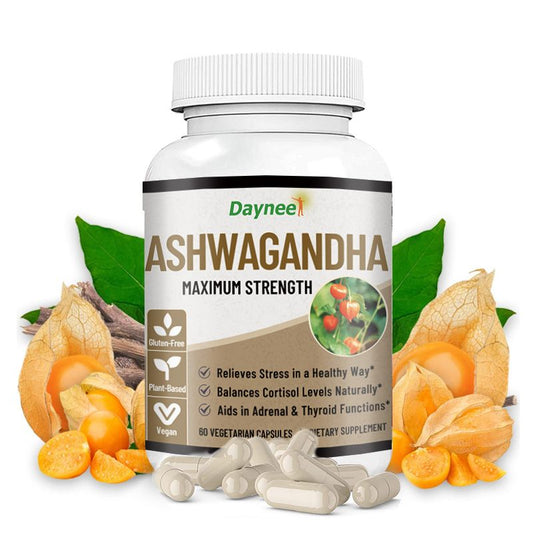 Ashwagandha Capsules with Maca and Vitamin C | Dietary Supplement for Stress, Energy, Focus, Thyroid, and Blood Pressure