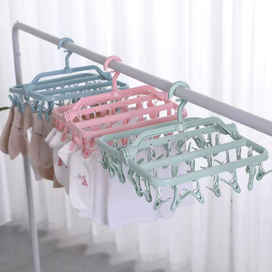 32-Clip Foldable Drying Hanger with 360° Rotating Hook | Rectangular Space-Saving Drying Rack