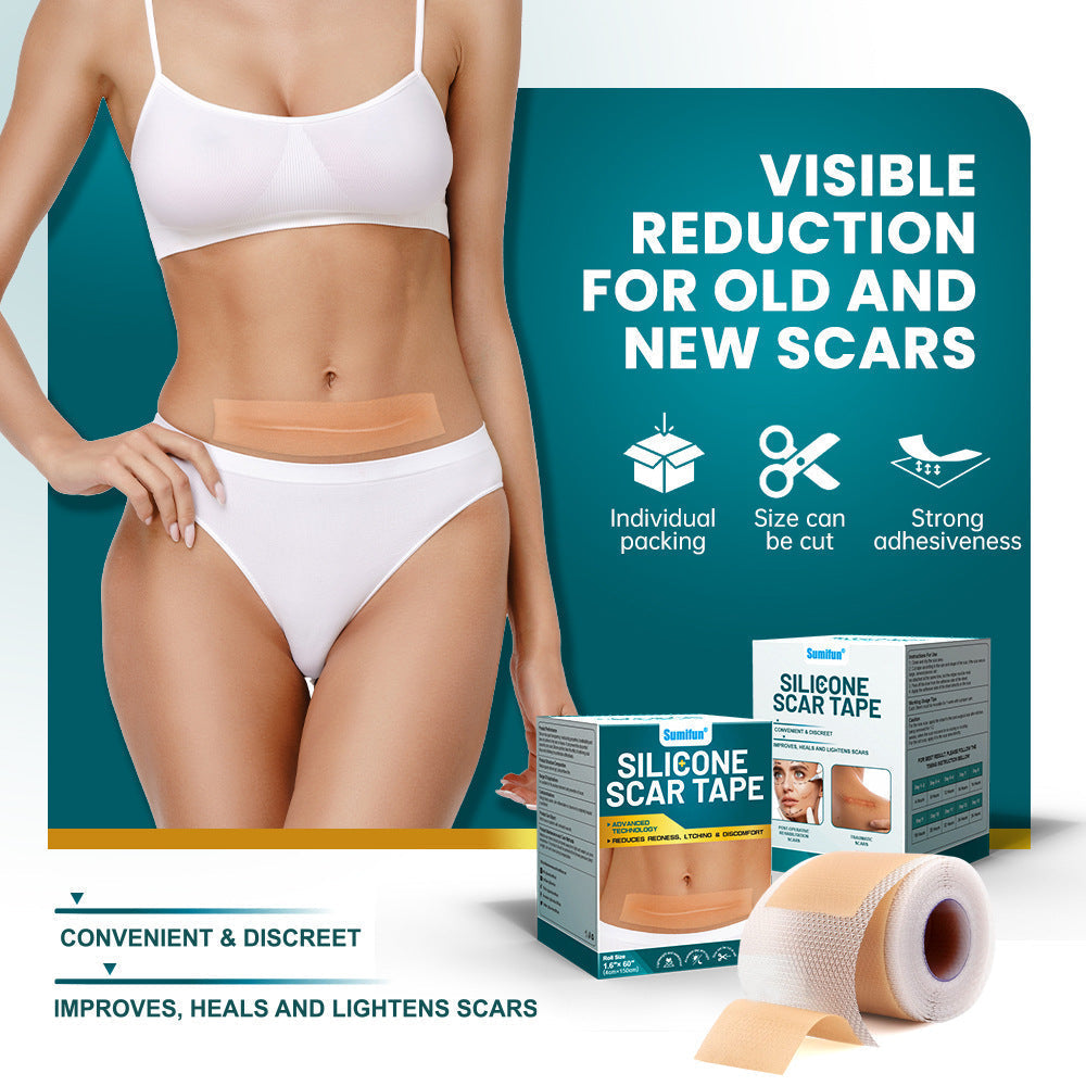 Silicone Scar Tape (2×100cm, Brown color) | Scar Repair Sheet for New & Old Scars and Stretch Marks