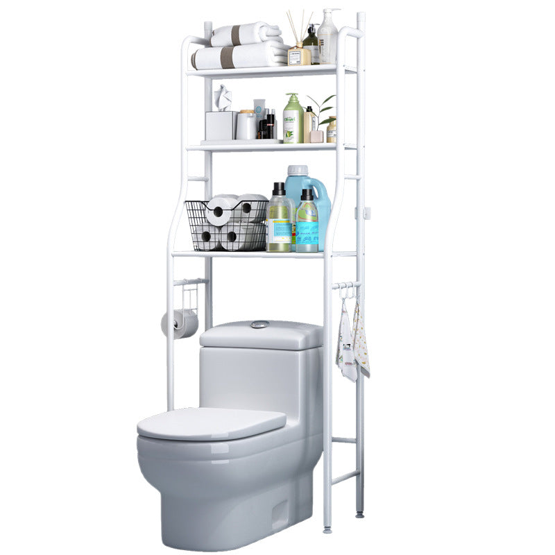 3-Tier Over-the-Toilet Organizer Rack with Side Hooks | Space-Saving Washing Machine Storage Rack