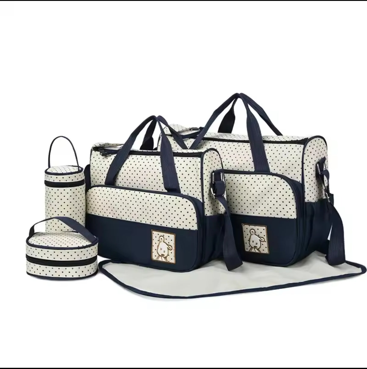 5-in-1 Diaper Bag Set with Large Bag, Small Bag, Bottle Bag, Food Bag, and Diaper Changing Pad