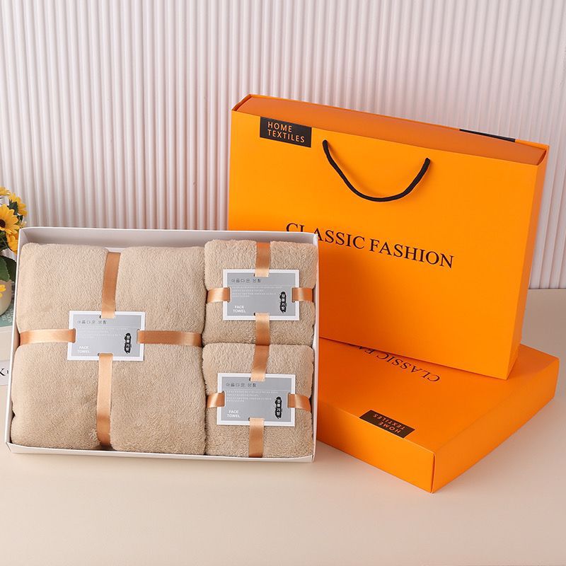 3-in-1 Soft Towel Set for Mother and Baby with Package Bag | Absorbent Coral Fleece Baby Bath Towels Gift Set