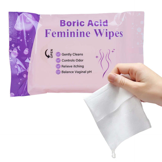 Boric Acid Feminine Wipes (10 pieces) | Yoni Wipes for Vaginal Odor, Itching, pH Balance