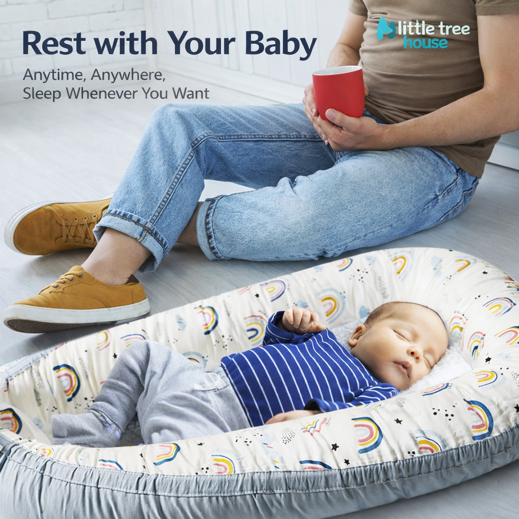 Portable Baby Nest Bed for Newborns (0-18 months old, 90*50cm size) | Travel-Friendly Baby Lounger and Co-Sleeper Bed