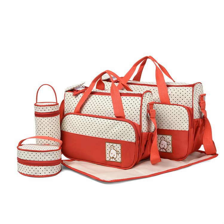 5-in-1 Diaper Bag Set with Large Bag, Small Bag, Bottle Bag, Food Bag, and Diaper Changing Pad