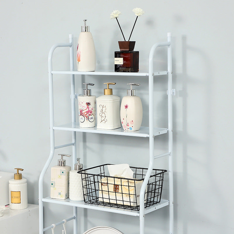 3-Tier Over-the-Toilet Organizer Rack with Side Hooks | Space-Saving Washing Machine Storage Rack