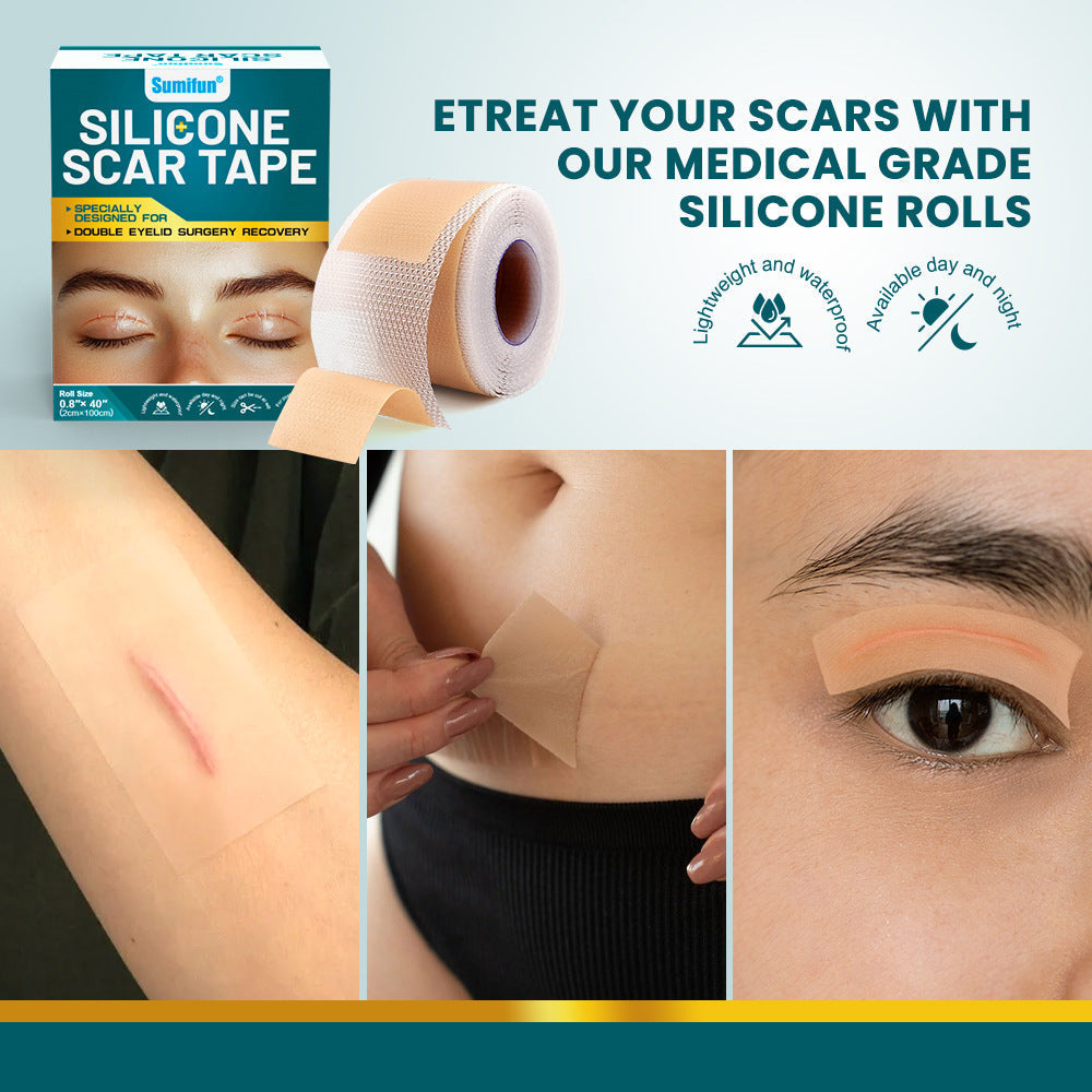 Silicone Scar Tape (2×100cm, Brown color) | Scar Repair Sheet for New & Old Scars and Stretch Marks