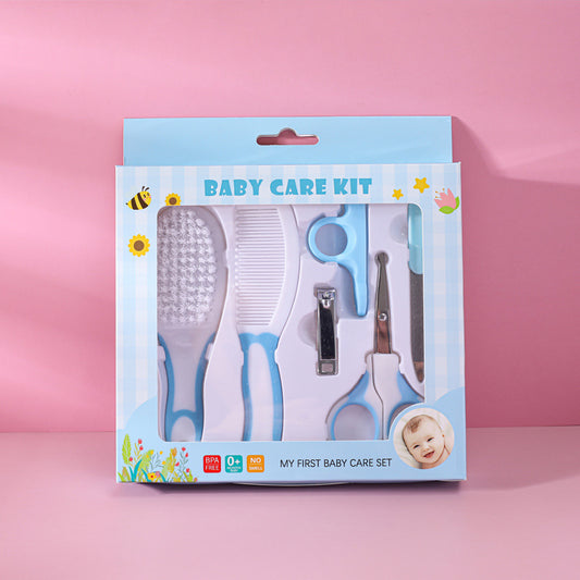 6-Piece Baby Care and Grooming Kit with Hair Brush, Comb, Safety Scissors, Nail Clipper, Nail File, and Nail Clipper Sheath