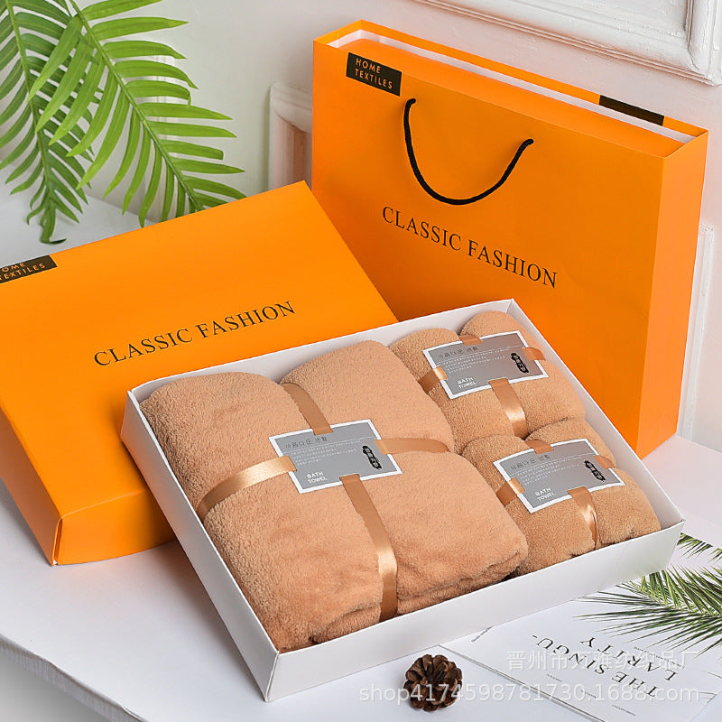 3-in-1 Soft Towel Set for Mother and Baby with Package Bag | Absorbent Coral Fleece Baby Bath Towels Gift Set