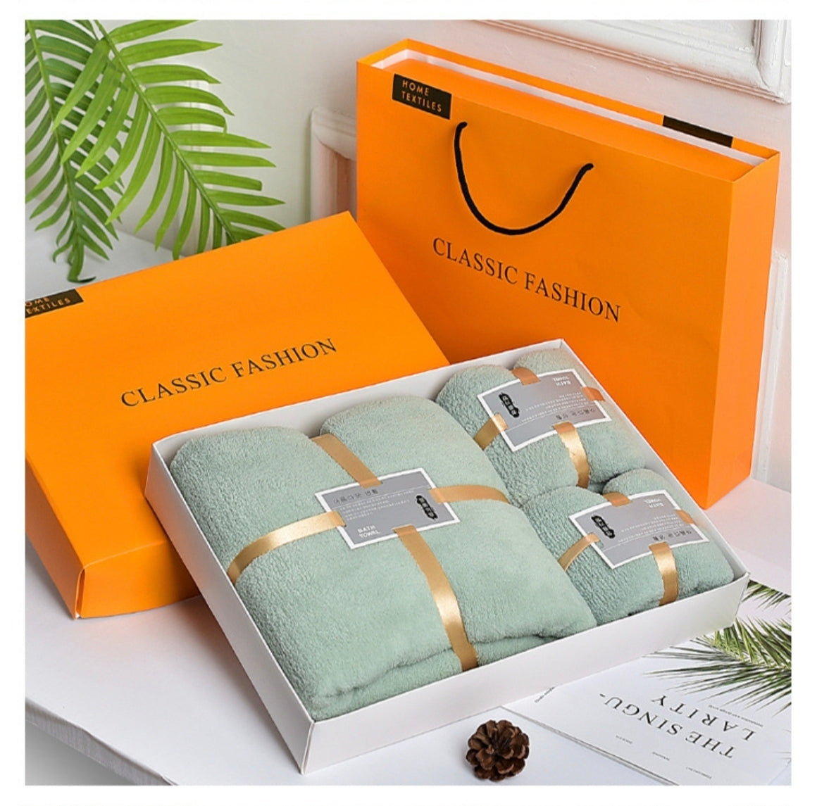 3-in-1 Soft Towel Set for Mother and Baby with Package Bag | Absorbent Coral Fleece Baby Bath Towels Gift Set