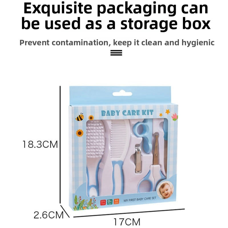 6-Piece Baby Care and Grooming Kit with Hair Brush, Comb, Safety Scissors, Nail Clipper, Nail File, and Nail Clipper Sheath