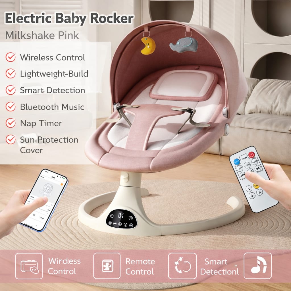 3-in-1 Smart Electric Baby Rocker with Rocking, Lounging and Sitting Modes